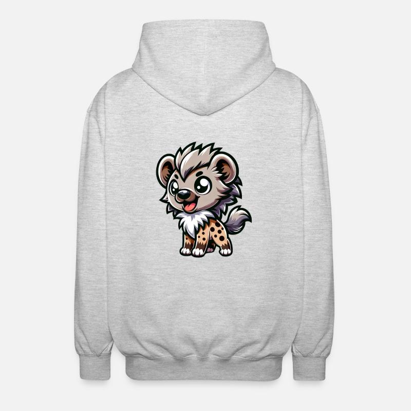 Cute Hyena Comic & Cartoon Design - Unisex Hooded Jacket - light heather grey