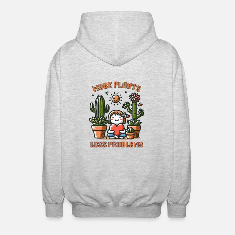 More Plants Less Problems - Unisex Hooded Jacket - light heather grey