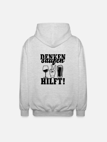 Drinking helps - Unisex Hooded Jacket - light heather grey