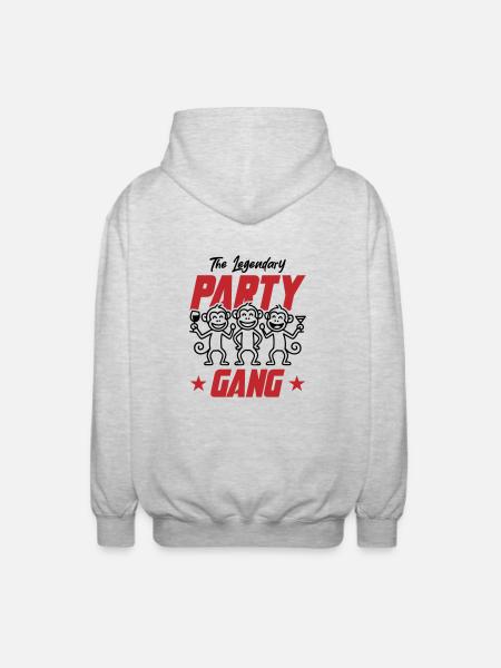 Party Gang Monkey Funny - Unisex Hooded Jacket - light heather grey