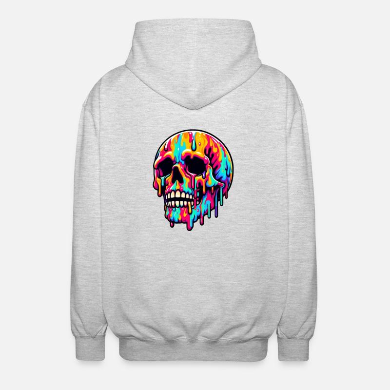 Lebendiger schmelzender Schädel - Unisex Kapuzenjacke - Hellgrau meliert