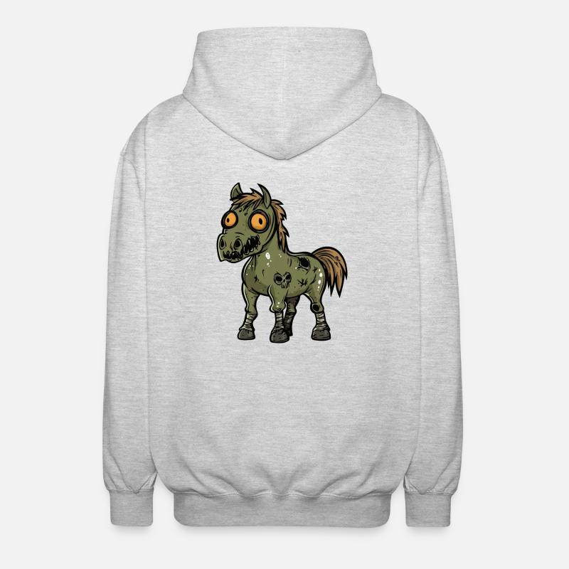 Cheval Halloween Bande dessinée Drôle - Veste à capuche unisexe - gris clair chiné