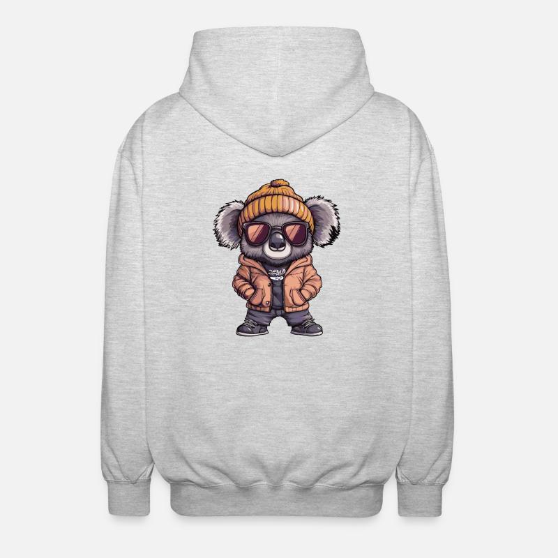 Koala Winter Comic - Unisex Kapuzenjacke - Hellgrau meliert
