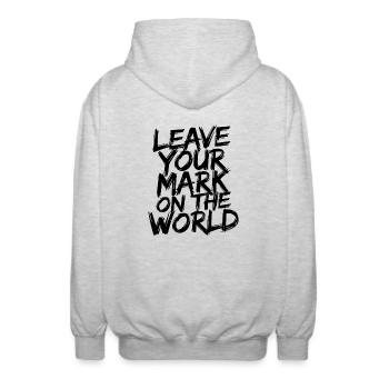Laissez votre marque sur le monde - Veste à capuche unisexe - gris clair chiné - Dos - AI Model Male 185 light (185cm)