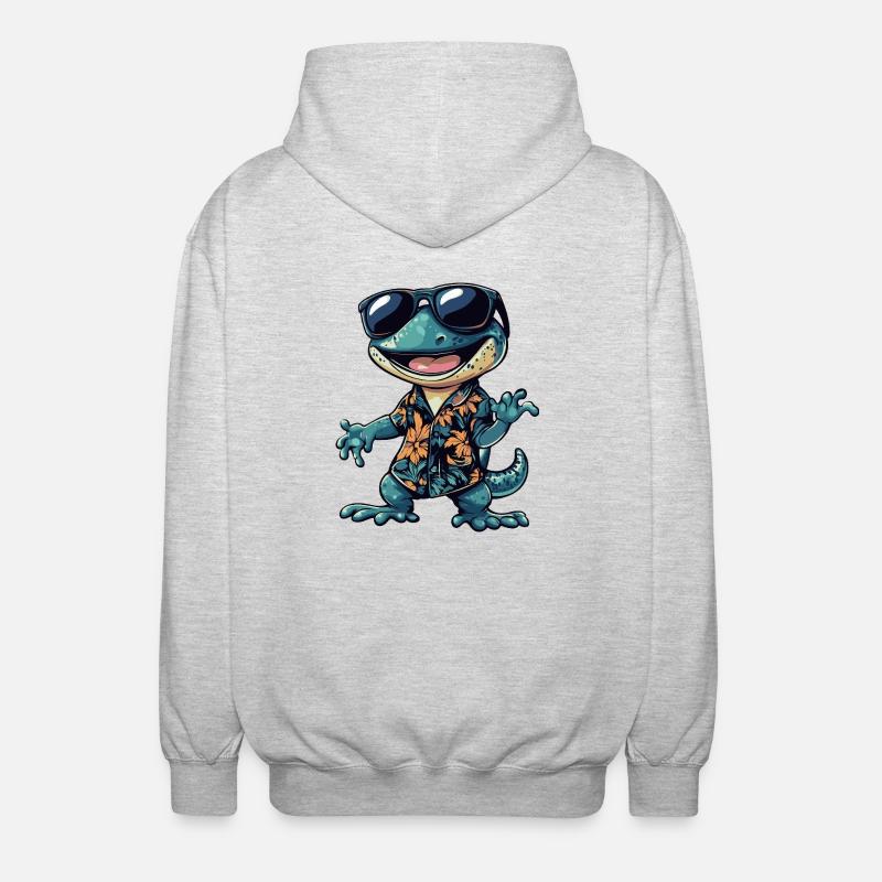 Echse Comic Lustig Sommer - Unisex Kapuzenjacke - Hellgrau meliert