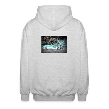 Sportwagen Neon - Unisex Kapuzenjacke - Hellgrau meliert - Hinten - AI Model Male 185 light (185cm)