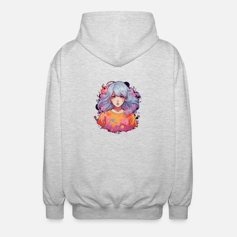 Fille d’anime - Veste à capuche unisexe - gris clair chiné