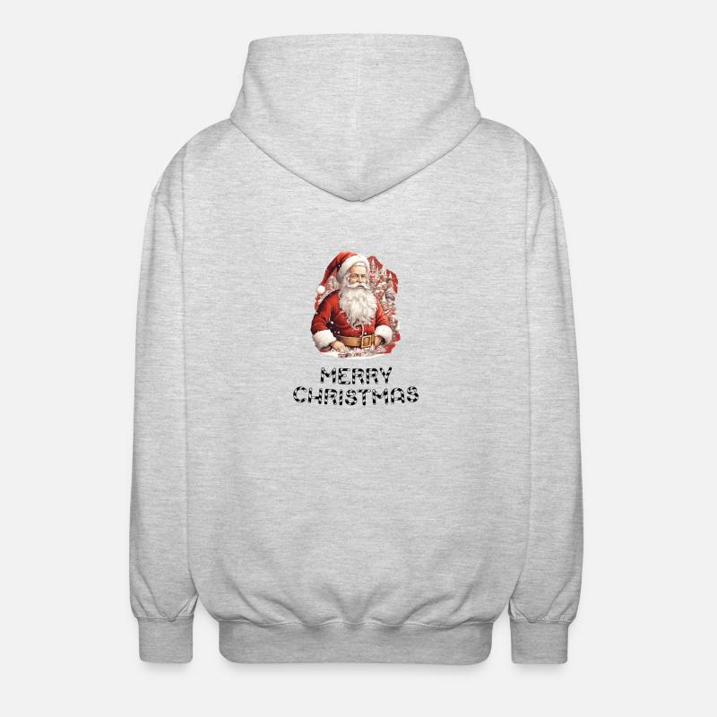 Weihnachtsmann - Marry Christmas - Unisex Kapuzenjacke - Hellgrau meliert