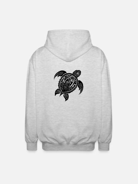 Vintage Abstract Wild Tattoo Turtle - Unisex Hooded Jacket - light heather grey