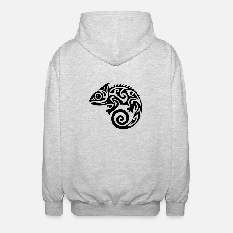 Joli petit tatouage caméléon - Veste à capuche unisexe - gris clair chiné