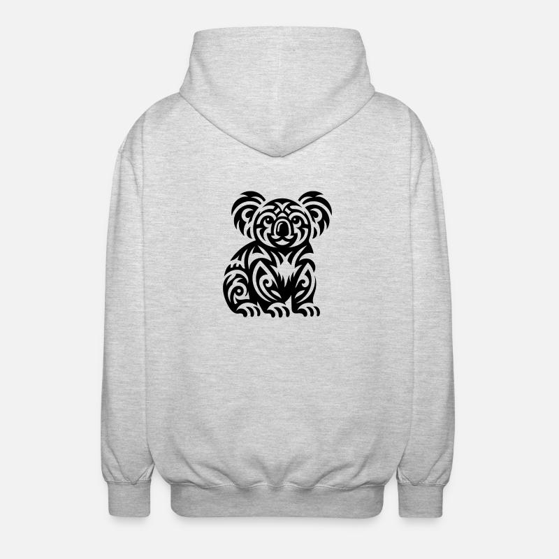 Mignon Koala Tribal Australien Tattoo - Veste à capuche unisexe - gris clair chiné