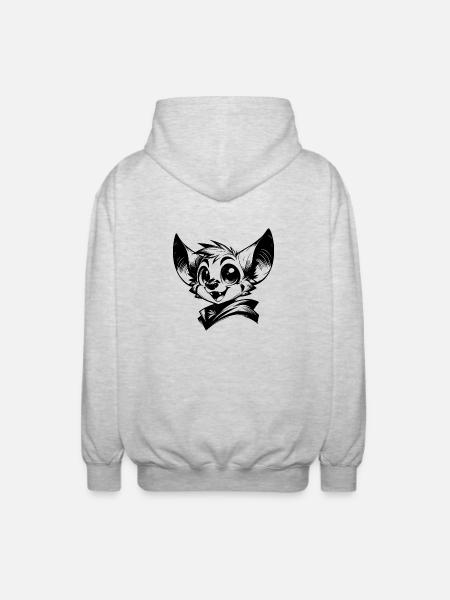 Funny Kids Bat Vampire Drawing - Unisex Hooded Jacket - light heather grey