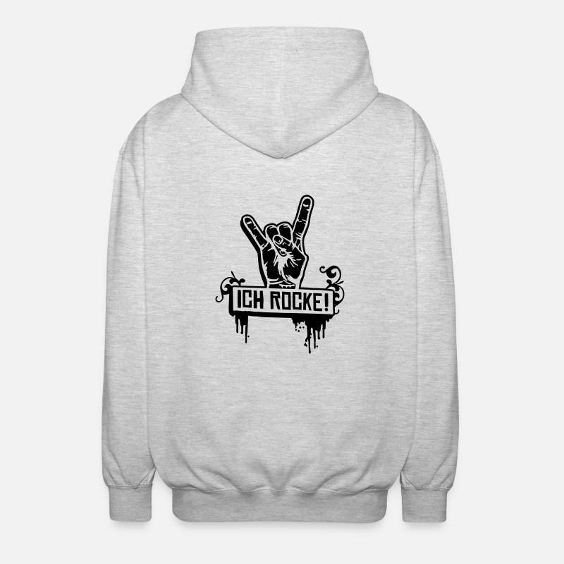 ich rocke - Unisex Kapuzenjacke - Hellgrau meliert