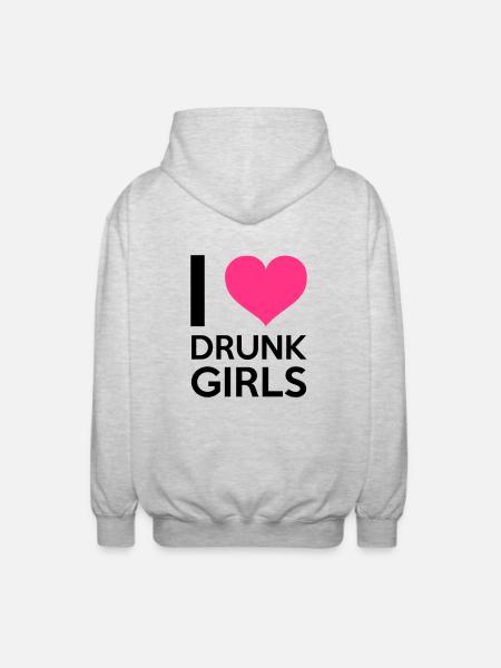 I Love Drunk Girls - Unisex Hooded Jacket - light heather grey