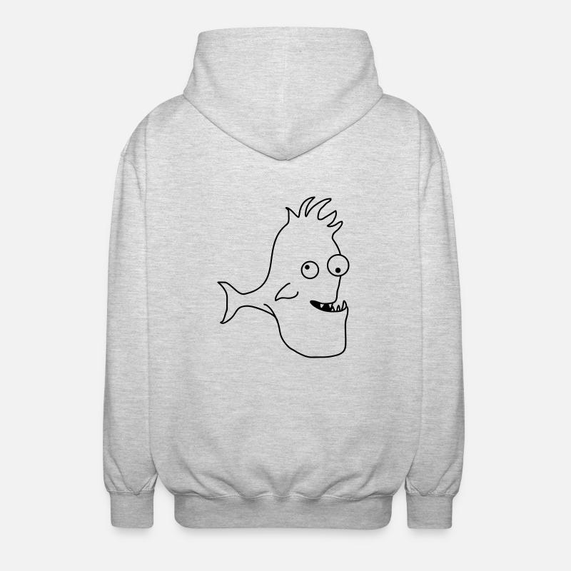 Stupid Crazy Comic Fish - Unisex Kapuzenjacke - Hellgrau meliert