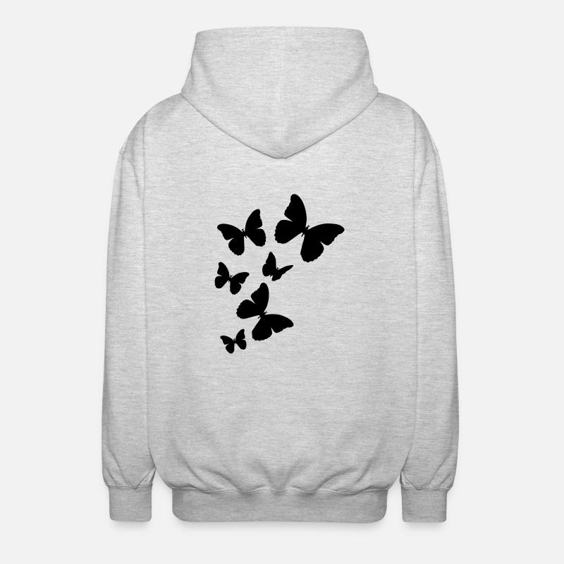 Schmetterlinge - Unisex Kapuzenjacke - Hellgrau meliert