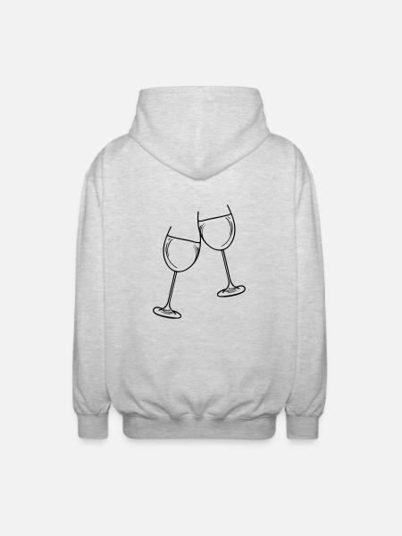 sekt wein glas - Unisex Kapuzenjacke - Hellgrau meliert