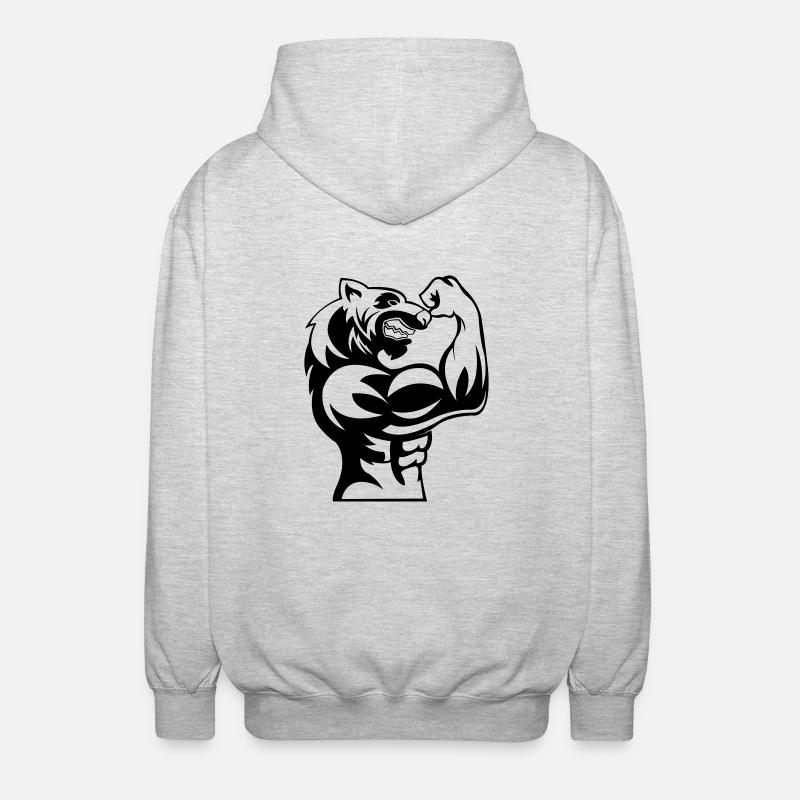 strong_wolf_001 - Unisex Kapuzenjacke - Hellgrau meliert