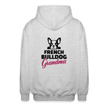 Französische Bulldogge - Unisex Kapuzenjacke - Hellgrau meliert - Hinten - AI Model Male 185 light (185cm)