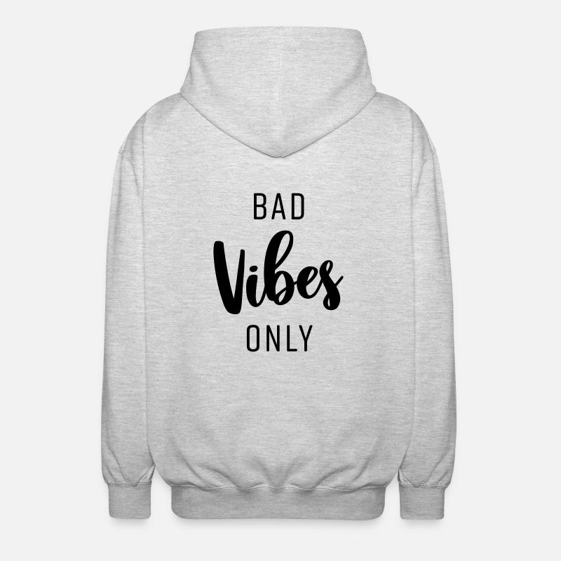 BAD VIBES ONLY - Unisex Kapuzenjacke - Hellgrau meliert
