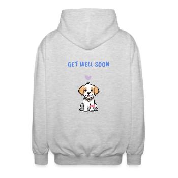 Get well soon - Unisex Hooded Jacket - light heather grey - Back - AI Model Male 185 light (185cm)