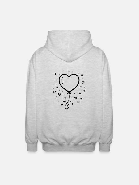Herzballon Herz Ballon - Unisex Kapuzenjacke - Hellgrau meliert