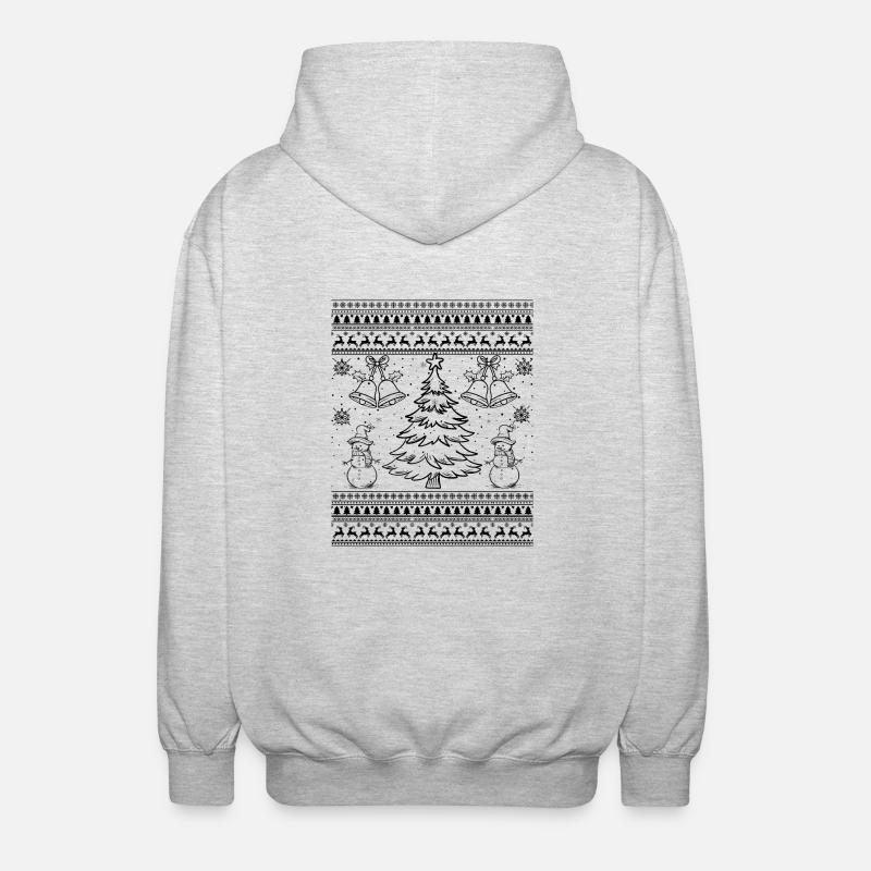 Christmas Tree Pattern - Unisex Hooded Jacket - light heather grey