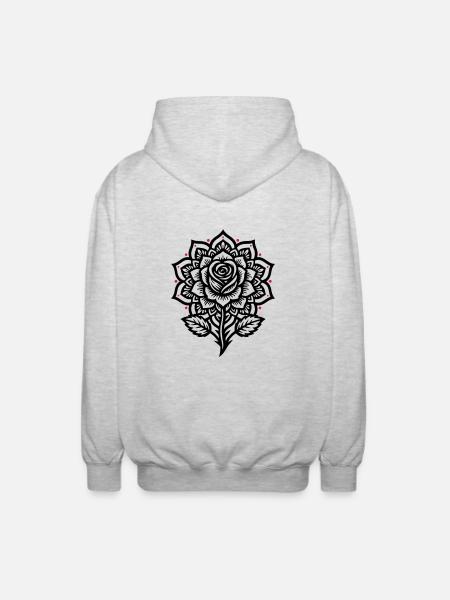 Rose Mandala - Unisex Hooded Jacket - light heather grey