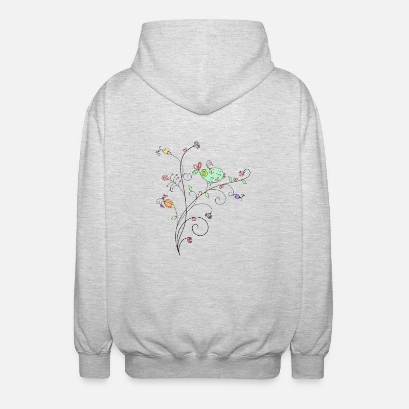 Oiseau Floral branch design - Veste à capuche unisexe - gris clair chiné