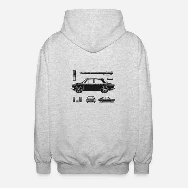 Schwarzer Oldtimer - Unisex Kapuzenjacke - Hellgrau meliert