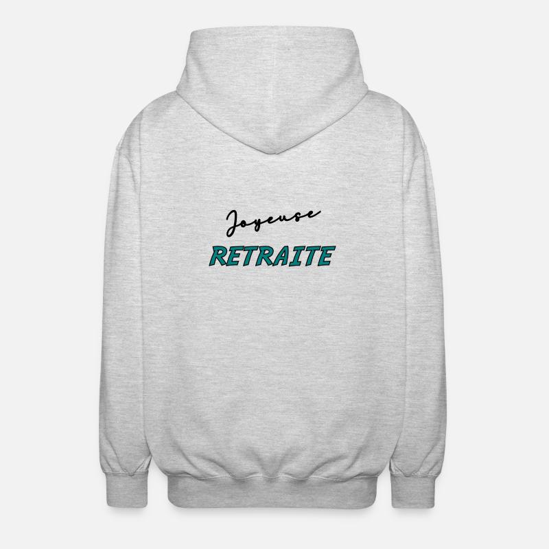 RETRAITE. BONNE RETRAITE. JOYEUSE RETRAITE - Veste à capuche unisexe - gris clair chiné