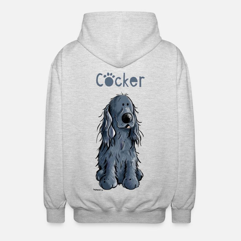 Drôle Cocker Spaniel - Veste à capuche unisexe - gris clair chiné