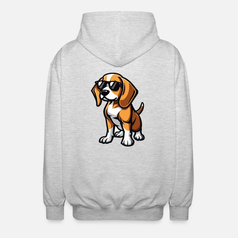 Beagle Hunde Cool Comic - Unisex Kapuzenjacke - Hellgrau meliert