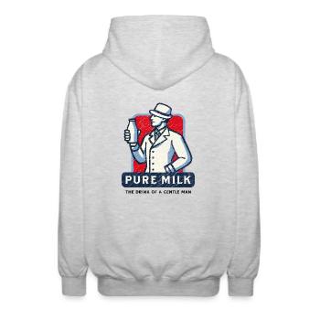 Pure Milk drink of a gentle man funny - Unisex Hooded Jacket - light heather grey - Back - AI Model Male 185 light (185cm)