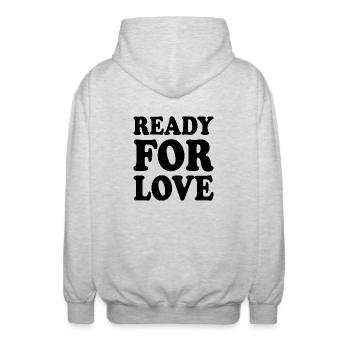 Ready for love - Unisex Hooded Jacket - light heather grey - Back - AI Model Male 185 light (185cm)