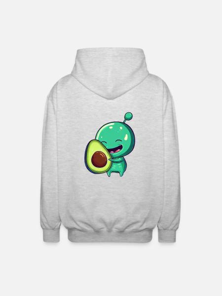 Green Alien Avocado: Exotic Fusion - Unisex Hooded Jacket - light heather grey