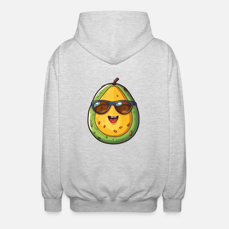 Kawaii Avocado Nerd: Gesunde Intelligenz - Unisex Kapuzenjacke - Hellgrau meliert