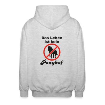 Das Leben ist kein Ponyhof - Unisex Kapuzenjacke - Hellgrau meliert - Hinten - AI Model Male 185 light (185cm)