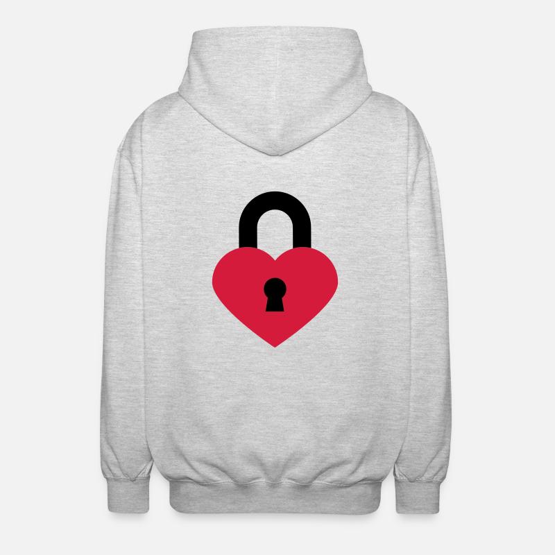 herzschloss_2c - Unisex Kapuzenjacke - Hellgrau meliert