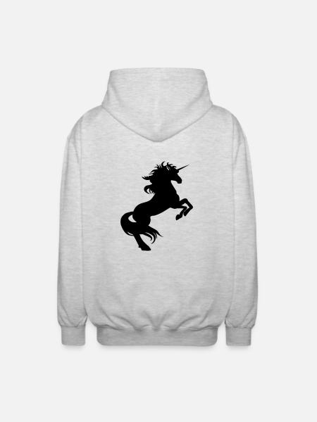 Einhhorn steigend kl - Unisex Kapuzenjacke - Hellgrau meliert