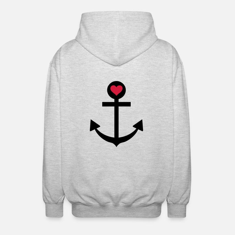 anchor captain star love - Unisex Hooded Jacket - light heather grey