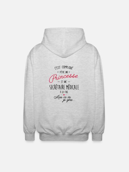 princesse et secrétaire médicale - Veste à capuche unisexe - gris clair chiné