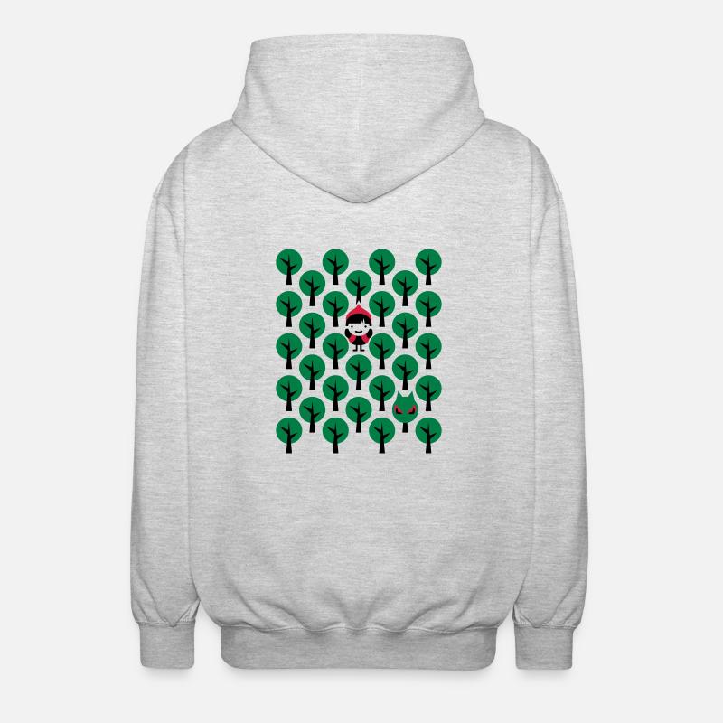 Fairytale - Märchen - Rotkäppchen - Wolf - Grafik - Unisex Kapuzenjacke - Hellgrau meliert