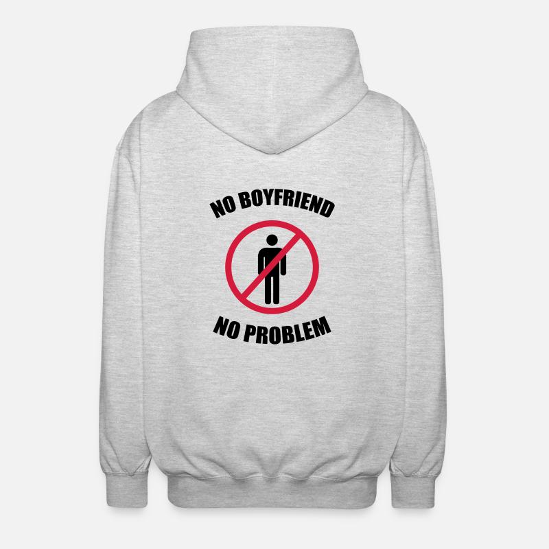 no_boyfriend_no_problem - Unisex Kapuzenjacke - Hellgrau meliert