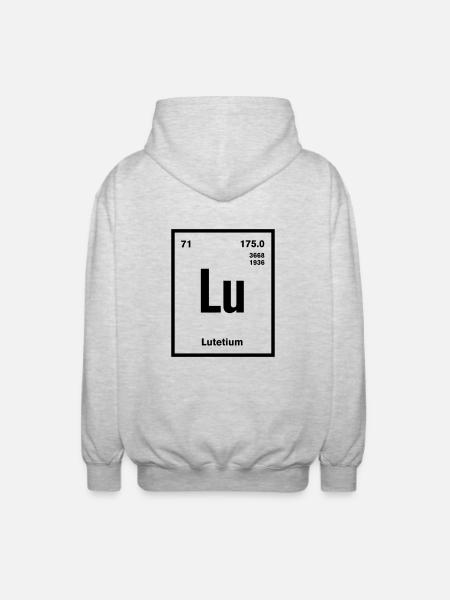 Lutetium Element im Periodensystem - Unisex Kapuzenjacke - Hellgrau meliert