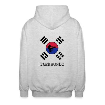 Taekwondo Taekwondoin Tae-Kwon-Do Tae Kwon Do - Unisex Hooded Jacket - light heather grey - Back - AI Model Male 185 light (185cm)