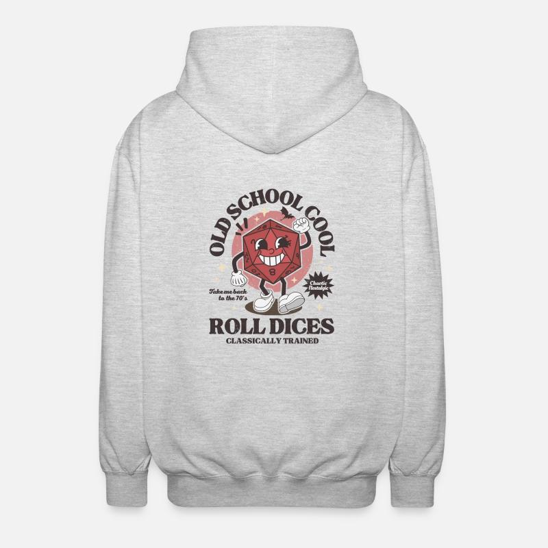 Donjons - Dragons old school roll dices rétro D20 - Veste à capuche unisexe - gris clair chiné