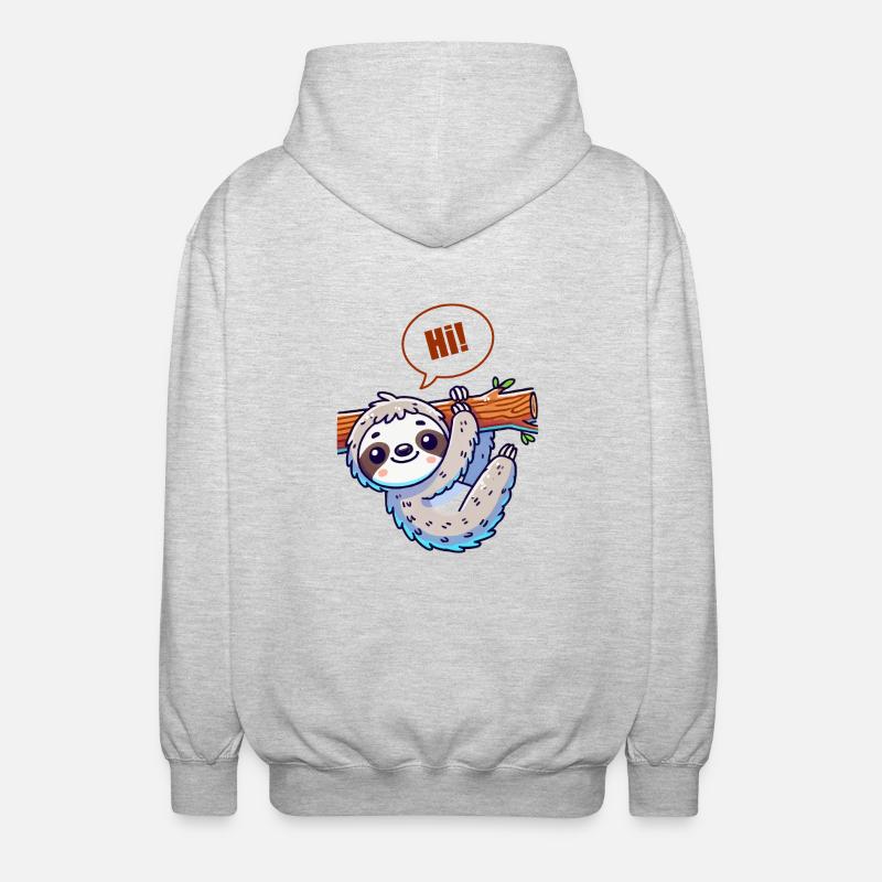 sloth comic - Unisex Hooded Jacket - light heather grey