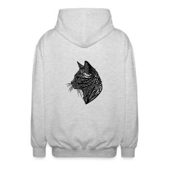 Petit chat dans la nature Web Lines Style de tatouage - Veste à capuche unisexe - gris clair chiné - Dos - AI Model Male 185 light (185cm)