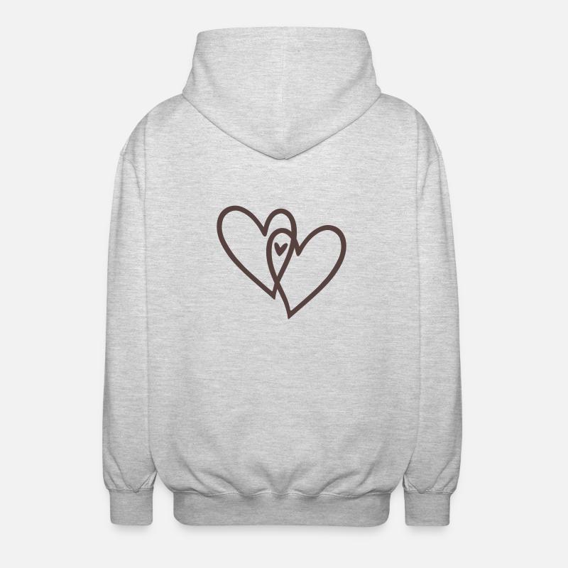2 Herzen plus 1 - Unisex Kapuzenjacke - Hellgrau meliert